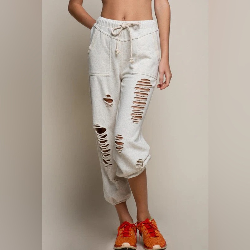 Pol Distressed Ripped Jogger Pants